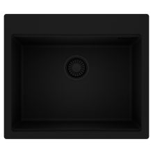 HD Infinity Black 58 egymedencés gránit mosogatótálca, matt fekete színben, matt fekete leeresztő szifonnal