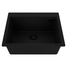 HD Infinity Black 58 egymedencés gránit mosogatótálca, matt fekete színben, matt fekete leeresztő szifonnal