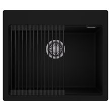 HD Infinity Black 58 egymedencés gránit mosogatótálca szett, matt fekete csepegtetőráccsal, matt fekete színben