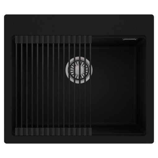 HD Infinity Black 58 egymedencés gránit mosogatótálca szett, matt fekete csepegtetőráccsal, matt fekete színben