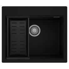 HD Infinity Black 58 egymedencés gránit mosogatótálca szett, matt fekete csepegtetőkosárral, matt fekete színben