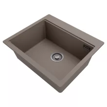 HD Infinity Tortora 58 egymedencés gránit mosogatótálca, vágódeszkával, tortora színben, szálcsiszolt króm leeresztő szifonnal