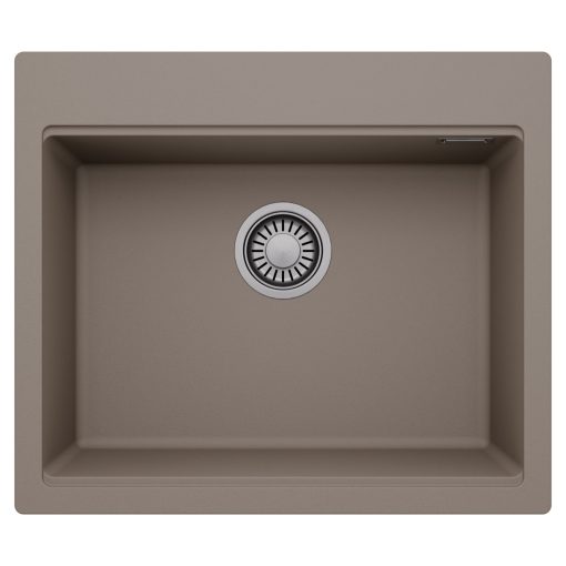 HD Infinity Tortora 58 egymedencés gránit mosogatótálca, tortora színben, szálcsiszolt króm leeresztő szifonnal