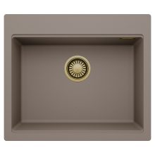 HD Infinity Tortora 58 egymedencés gránit mosogatótálca, tortora színben, szálcsiszolt arany leeresztő szifonnal