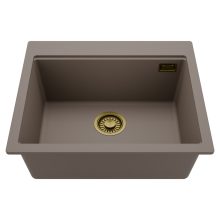 HD Infinity Tortora 58 egymedencés gránit mosogatótálca, tortora színben, szálcsiszolt arany leeresztő szifonnal