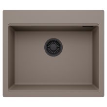 HD Infinity Tortora 58 egymedencés gránit mosogatótálca, tortora színben, matt fekete leeresztő szifonnal