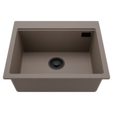 HD Infinity Tortora 58 egymedencés gránit mosogatótálca, tortora színben, matt fekete leeresztő szifonnal