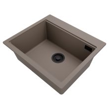 HD Infinity Tortora 58 egymedencés gránit mosogatótálca, tortora színben, matt fekete leeresztő szifonnal