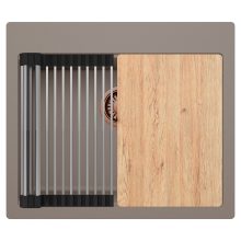 HD Infinity Tortora 58 egymedencés gránit mosogatótálca szett, vágódeszkával, acél csepegtetőráccsal, tortora színben, szálcsiszolt réz leeresztő szifonnal