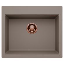 HD Infinity Tortora 58 egymedencés gránit mosogatótálca, tortora színben, szálcsiszolt réz leeresztő szifonnal