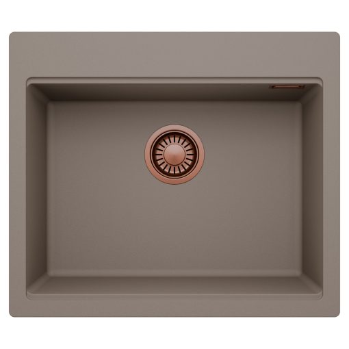 HD Infinity Tortora 58 egymedencés gránit mosogatótálca, tortora színben, szálcsiszolt réz leeresztő szifonnal