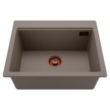 HD Infinity Tortora 58 egymedencés gránit mosogatótálca, tortora színben, szálcsiszolt réz leeresztő szifonnal