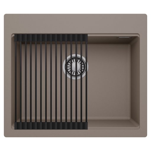HD Infinity Tortora 58 egymedencés gránit mosogatótálca szett, matt fekete csepegtetőráccsal, tortora színben