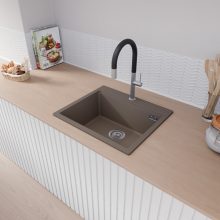 HD Infinity Tortora 58 egymedencés gránit mosogatótálca, vágódeszkával, tortora színben