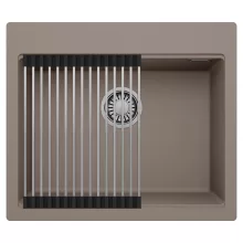 HD Infinity Tortora 58 egymedencés gránit mosogatótálca szett, acél csepegtetőráccsal, tortora színben