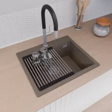 HD Infinity Tortora 58 egymedencés gránit mosogatótálca szett, acél csepegtetőráccsal, tortora színben