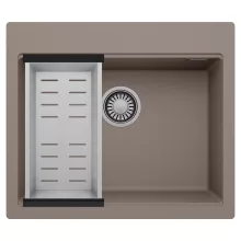 HD Infinity Tortora 58 egymedencés gránit mosogatótálca szett, acél csepegtetőkosárral, tortora színben