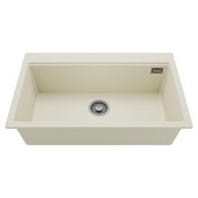 HD Infinity White 78 egymedencés gránit mosogatótálca, tört fehér színben, szálcsiszolt króm leeresztő szifonnal