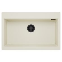 HD Infinity White 78 egymedencés gránit mosogatótálca, tört fehér színben, matt fekete leeresztő szifonnal