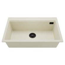 HD Infinity White 78 egymedencés gránit mosogatótálca, tört fehér színben, matt fekete leeresztő szifonnal