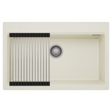 HD Infinity White 78 egymedencés gránit mosogatótálca szett, acél csepegtetőráccsal, tört fehér színben