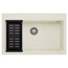 HD Infinity White 78 egymedencés gránit mosogatótálca szett, matt fekete csepegtetőkosárral, tört fehér színben