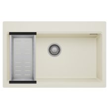 HD Infinity White 78 egymedencés gránit mosogatótálca szett, acél csepegtetőkosárral, tört fehér színben