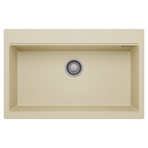 HD Infinity Beige 78 egymedencés gránit mosogatótálca, soft bézs színben, szálcsiszolt króm leeresztő szifonnal