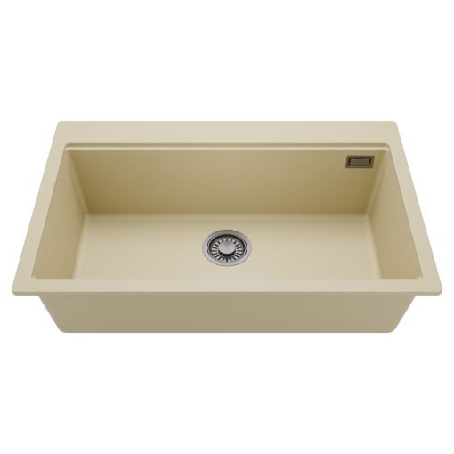 HD Infinity Beige 78 egymedencés gránit mosogatótálca, soft bézs színben, szálcsiszolt króm leeresztő szifonnal