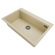 HD Infinity Beige 78 egymedencés gránit mosogatótálca, soft bézs színben, szálcsiszolt króm leeresztő szifonnal