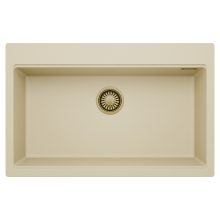 HD Infinity Beige 78 egymedencés gránit mosogatótálca, soft bézs színben, szálcsiszolt arany leeresztő szifonnal