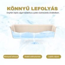 HD Infinity Beige 78 egymedencés gránit mosogatótálca szett, acél csepegtetőráccsal és matt fekete kosárral, soft bézs színben, matt fekete leeresztő szifonnal