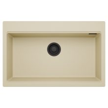 HD Infinity Beige 78 egymedencés gránit mosogatótálca, soft bézs színben, matt fekete leeresztő szifonnal