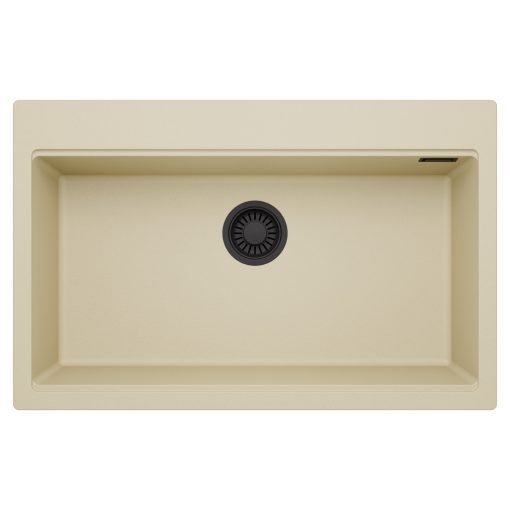 HD Infinity Beige 78 egymedencés gránit mosogatótálca, soft bézs színben, matt fekete leeresztő szifonnal