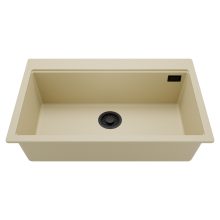 HD Infinity Beige 78 egymedencés gránit mosogatótálca, soft bézs színben, matt fekete leeresztő szifonnal