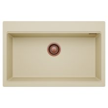 HD Infinity Beige 78 egymedencés gránit mosogatótálca, soft bézs színben, szálcsiszolt réz leeresztő szifonnal