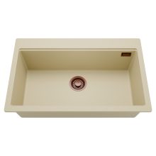 HD Infinity Beige 78 egymedencés gránit mosogatótálca, soft bézs színben, szálcsiszolt réz leeresztő szifonnal