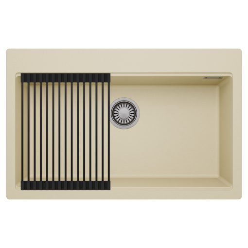 HD Infinity Beige 78 egymedencés gránit mosogatótálca szett, matt fekete csepegtetőráccsal, soft bézs színben