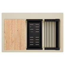 HD Infinity Beige 78 egymedencés gránit mosogatótálca szett, vágódeszkával, matt fekete csepegtetőráccsal és kosárral, soft bézs színben