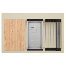 HD Infinity Beige 78 egymedencés gránit mosogatótálca szett, vágódeszkával, acél csepegtetőráccsal és kosárral, soft bézs színben