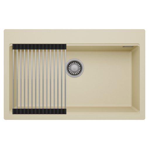 HD Infinity Beige 78 egymedencés gránit mosogatótálca szett, acél csepegtetőráccsal, soft bézs színben