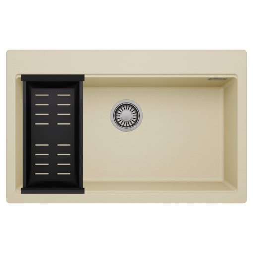 HD Infinity Beige 78 egymedencés gránit mosogatótálca szett, matt fekete csepegtetőkosárral, soft bézs színben