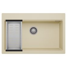 HD Infinity Beige 78 egymedencés gránit mosogatótálca szett, acél csepegtetőkosárral, soft bézs színben