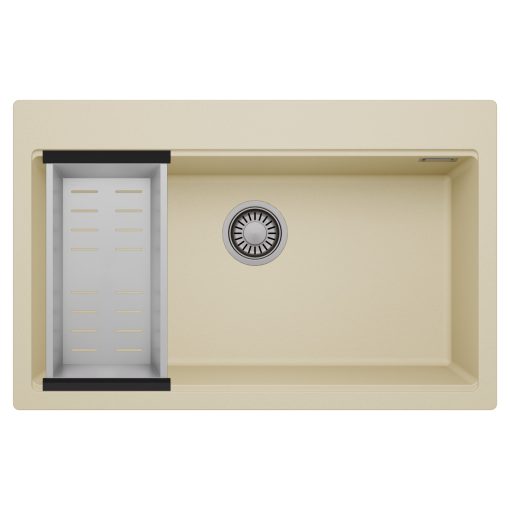 HD Infinity Beige 78 egymedencés gránit mosogatótálca szett, acél csepegtetőkosárral, soft bézs színben