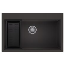 HD Infinity Antracit 78 egymedencés gránit mosogatótálca szett, matt fekete csepegtetőkosárral, matt antracit színben, szálcsiszolt króm leeresztő szifonnal