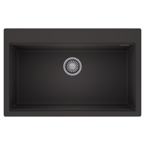HD Infinity Antracit 78 egymedencés gránit mosogatótálca, matt antracit színben, szálcsiszolt króm leeresztő szifonnal