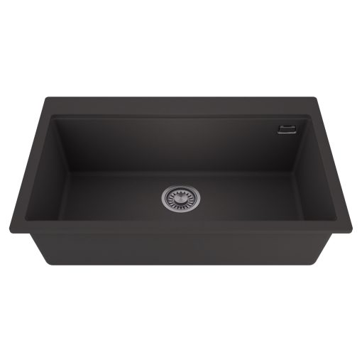 HD Infinity Antracit 78 egymedencés gránit mosogatótálca, matt antracit színben, szálcsiszolt króm leeresztő szifonnal