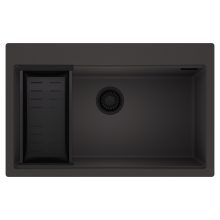 HD Infinity Antracit 78 egymedencés gránit mosogatótálca szett, matt fekete csepegtetőkosárral, matt antracit színben, matt fekete leeresztő szifonnal