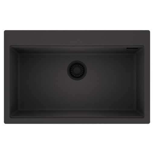 HD Infinity Antracit 78 egymedencés gránit mosogatótálca, matt antracit színben, matt fekete leeresztő szifonnal