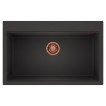 HD Infinity Antracit 78 egymedencés gránit mosogatótálca, matt antracit színben, szálcsiszolt réz leeresztő szifonnal